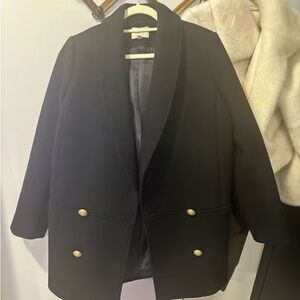 Sezane Black Blazer with Gold Buttons